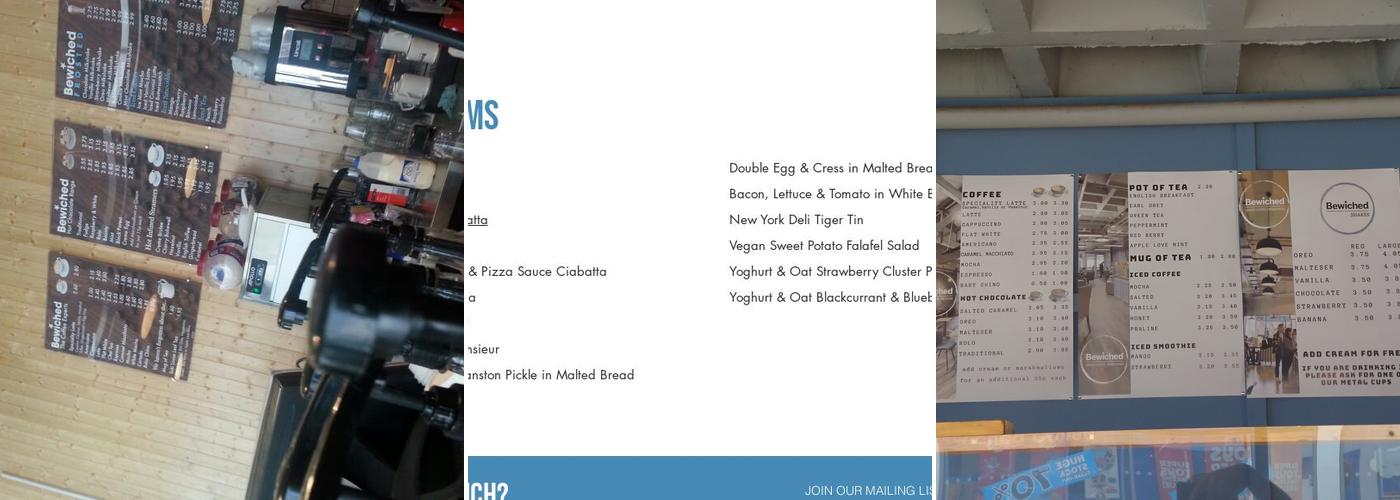 Bewiched Coffee Corby Menu