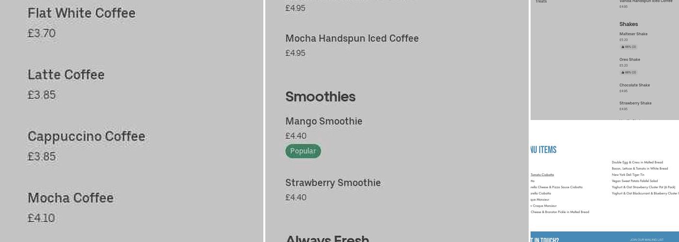 Bewiched Coffee Kettering Menu