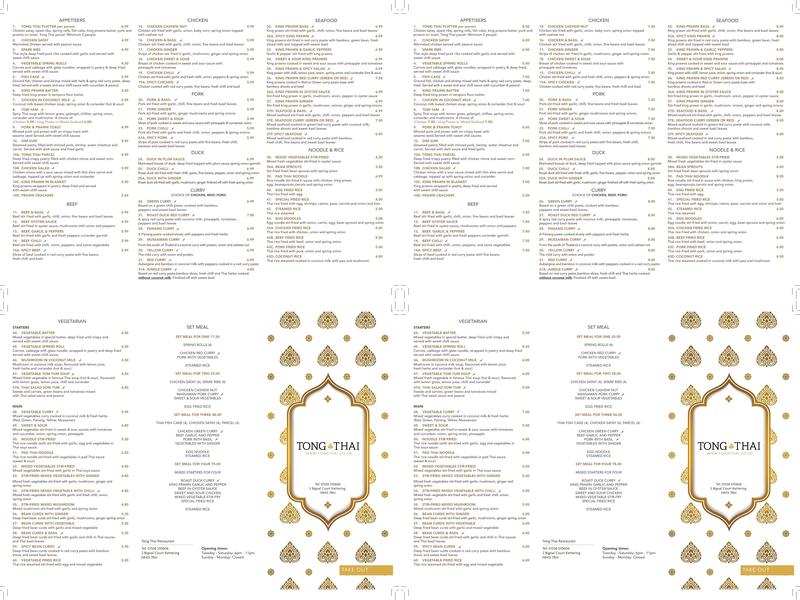 Tong Thai Menu