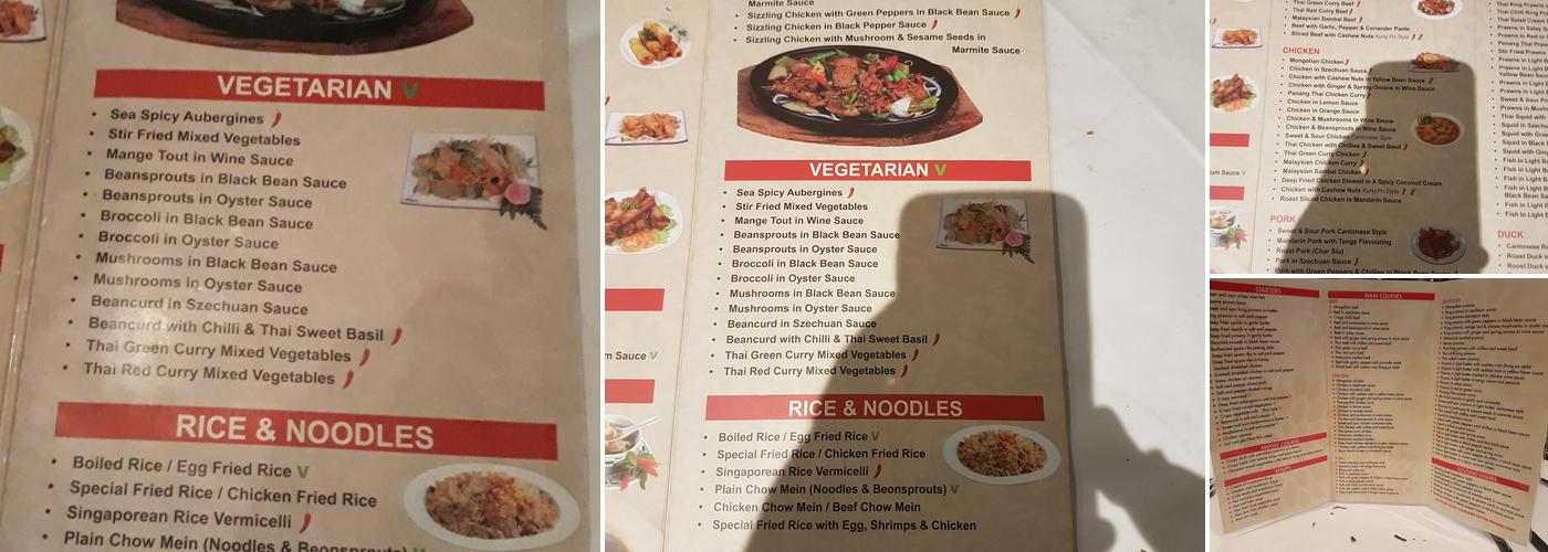 The Oriental Paradise Menu