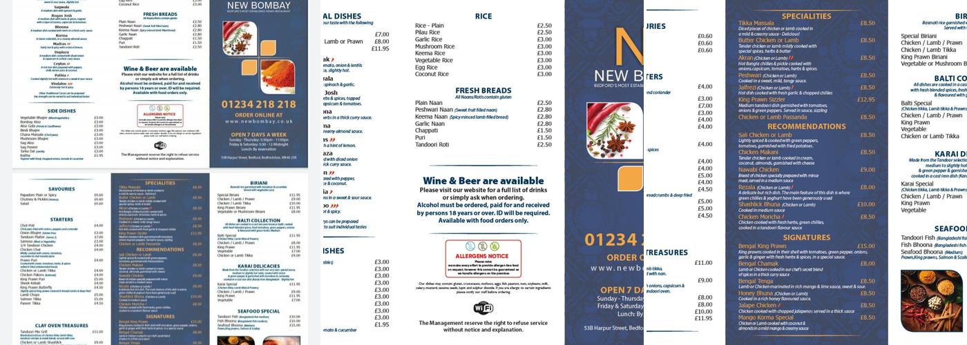New Bombay Menu