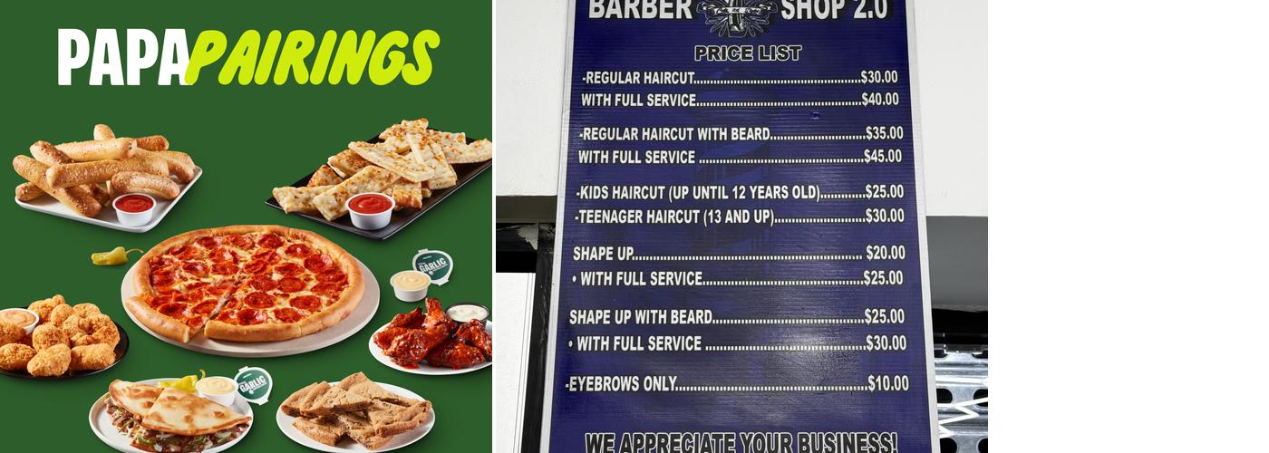 Papa Johns Pizza Menu