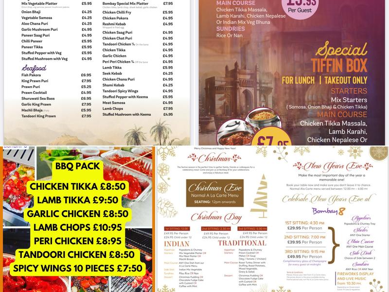 Bombay 8 Indian Restaurant Menu