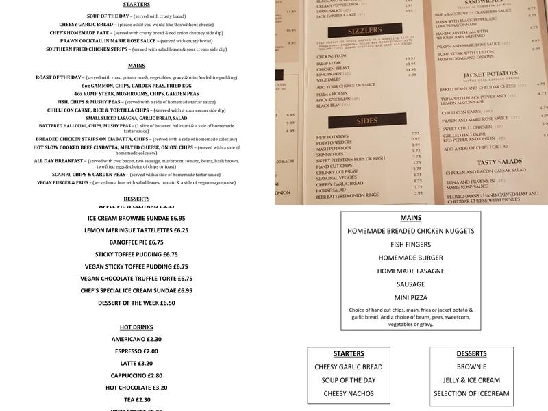 The White Lion Menu