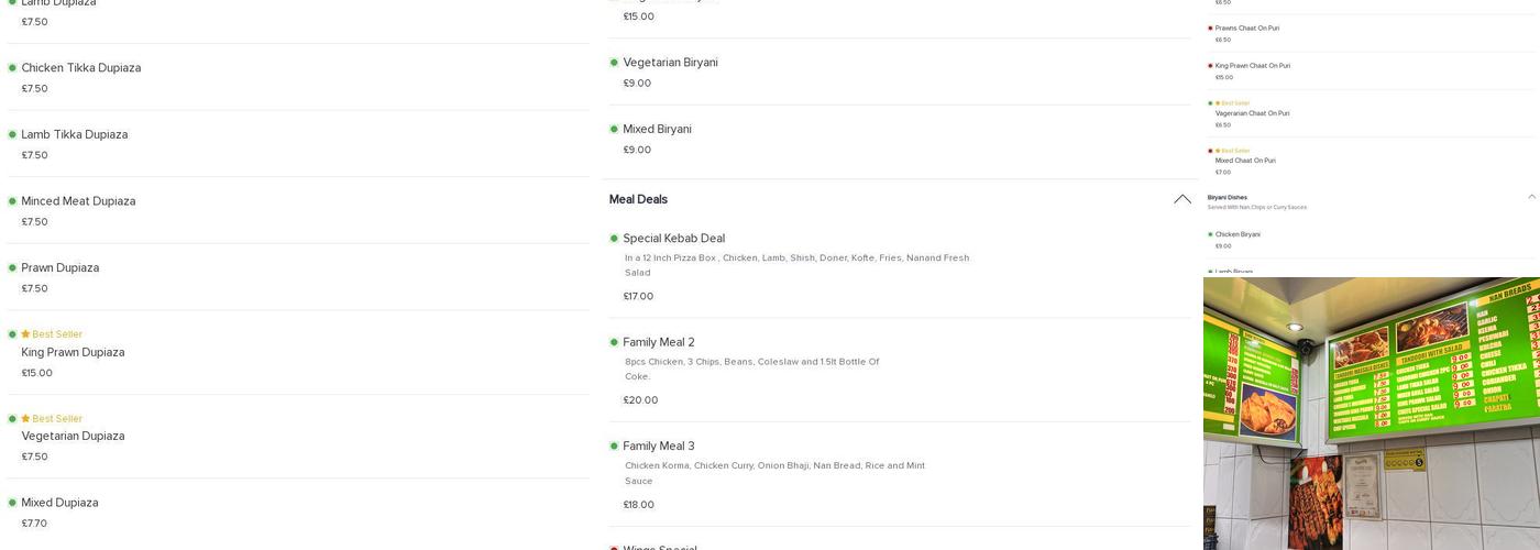 Rajas Fast Food Menu