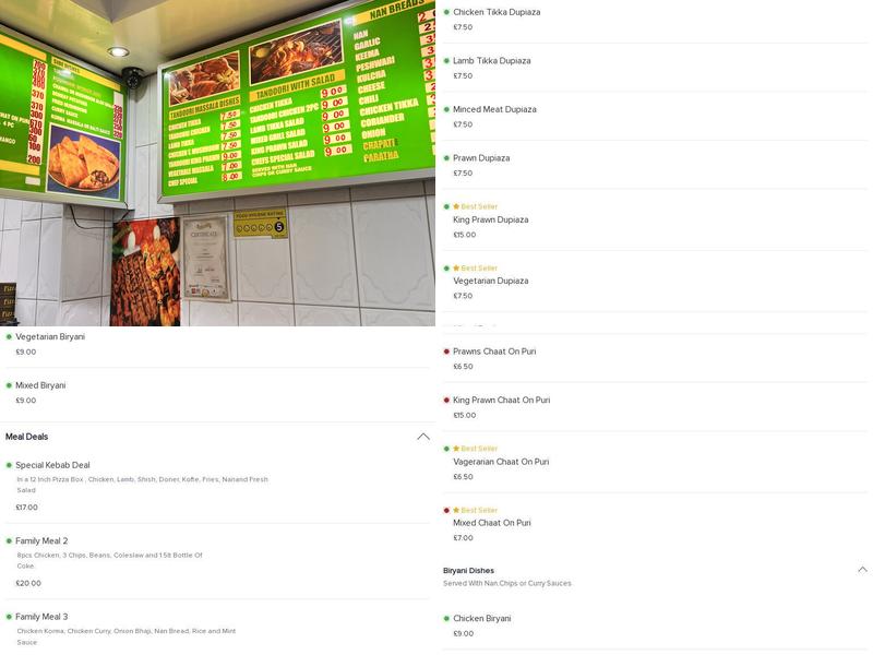 Rajas Fast Food Menu