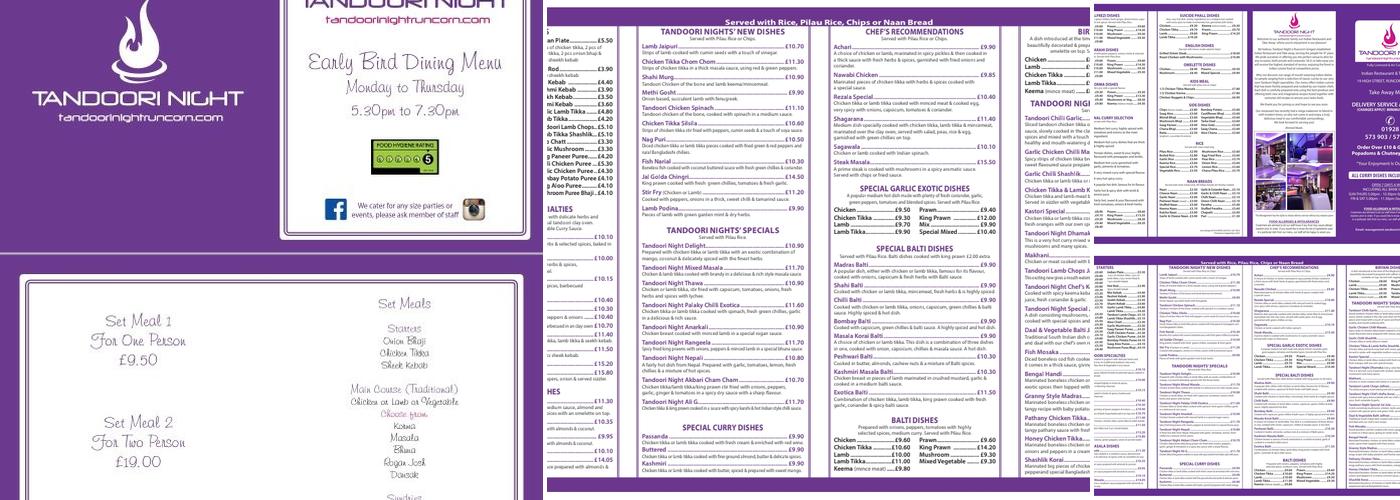 Tandoori Night Runcorn Menu