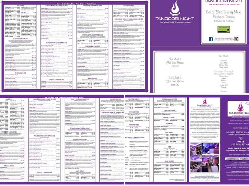 Tandoori Night Runcorn Menu