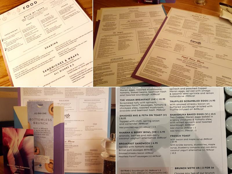 All Bar One Trafford Centre Menu