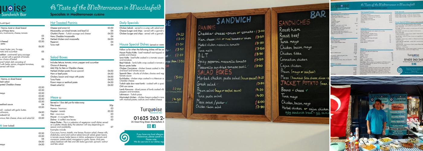 Turquoise Sandwich Bar Menu