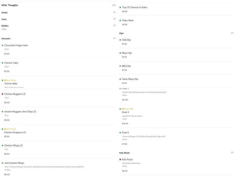 Speedy Peppers Macclesfield Menu