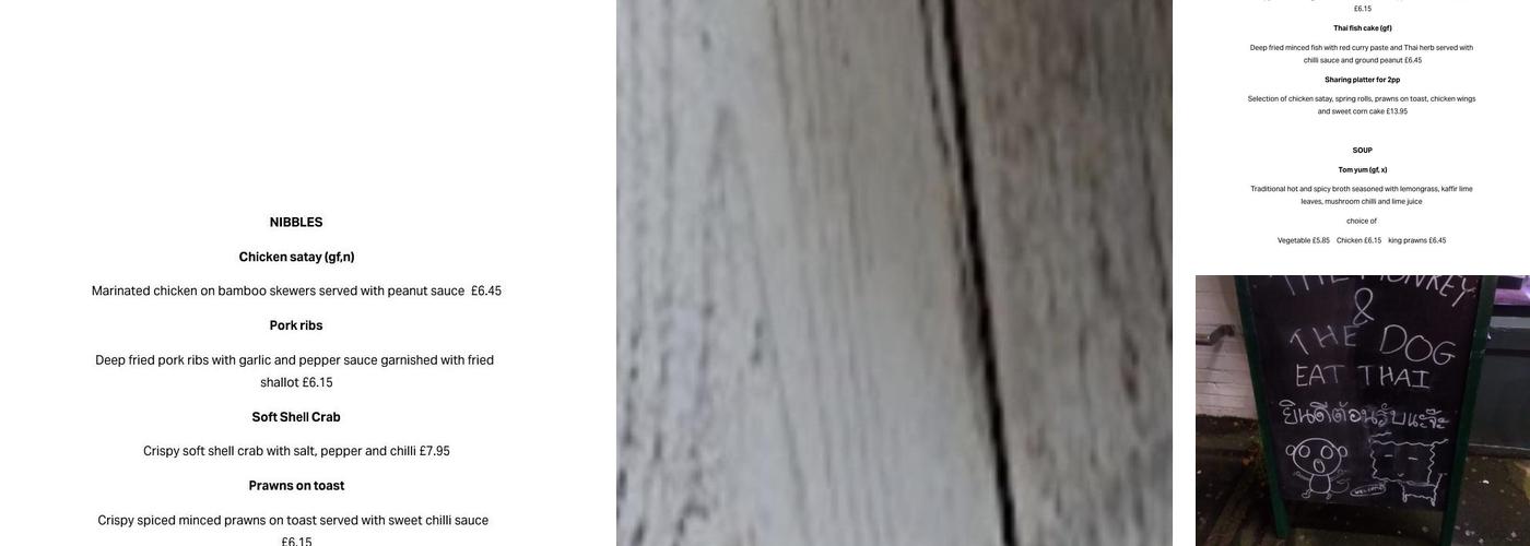 The Monkey and The Dog Eat Thai Menu