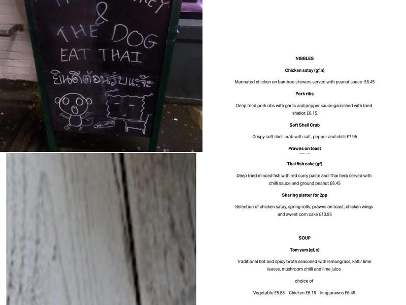 The Monkey and The Dog Eat Thai Menu
