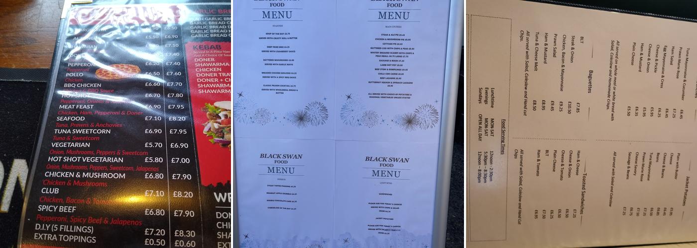 Black Swan Menu