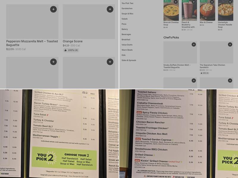 Panera Bread Menu