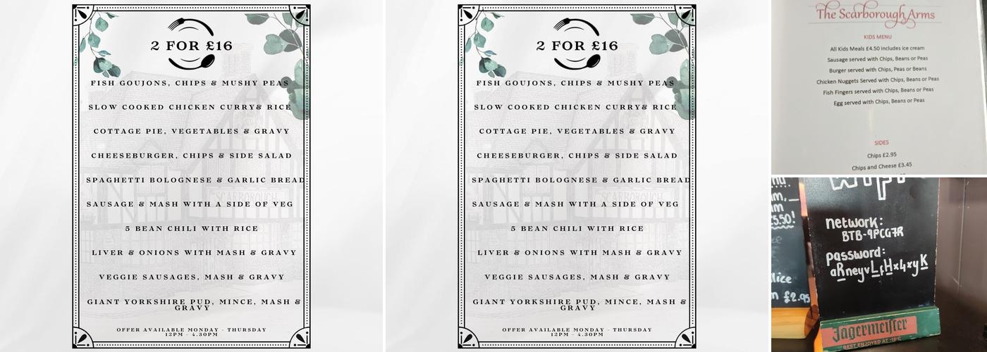 Scarborough Arms Menu