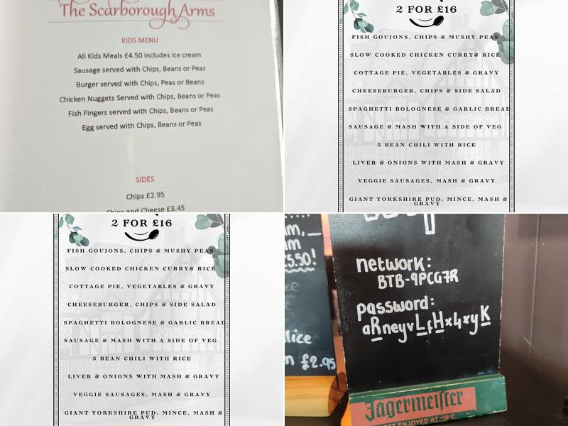 Scarborough Arms Menu
