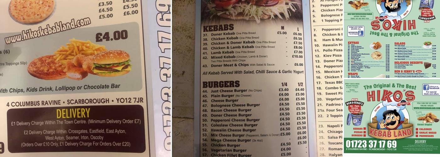 Hikos Kebab Land Menu
