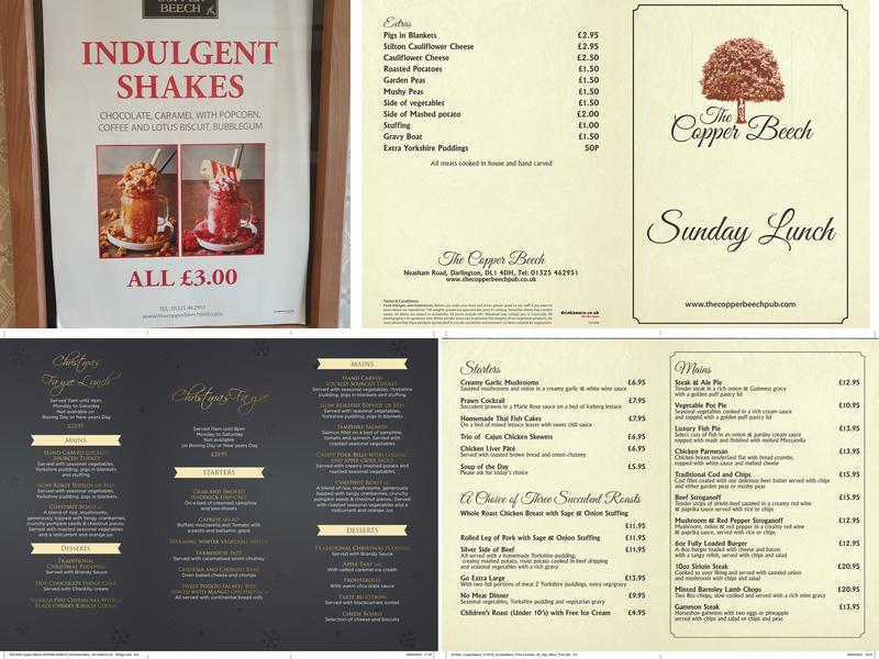 Copper Beech Pub Menu