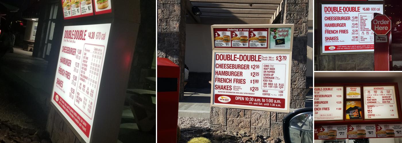 In-N-Out Burger Menu
