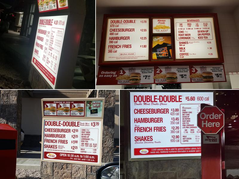 In-N-Out Burger Menu