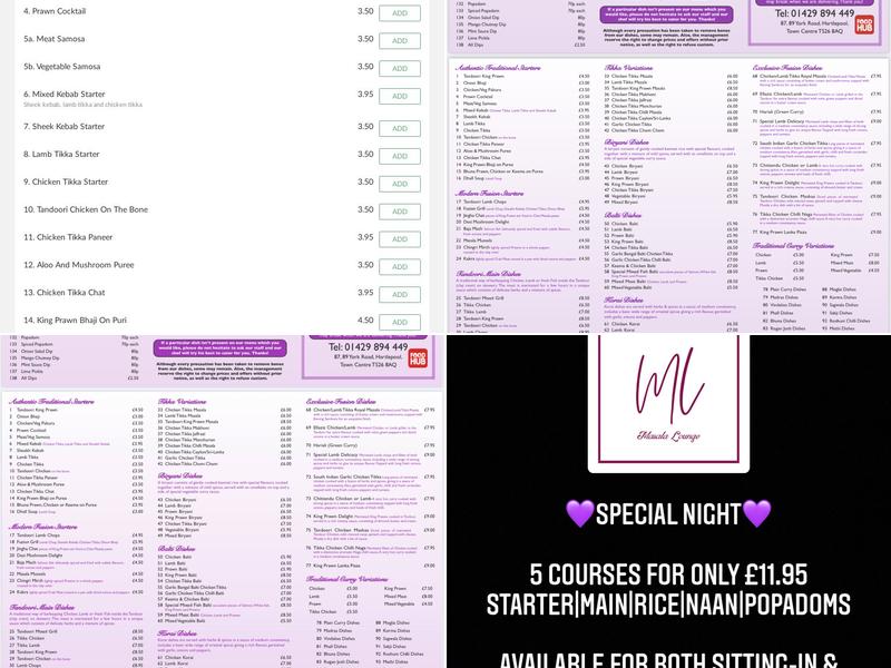 Masala Lounge Menu