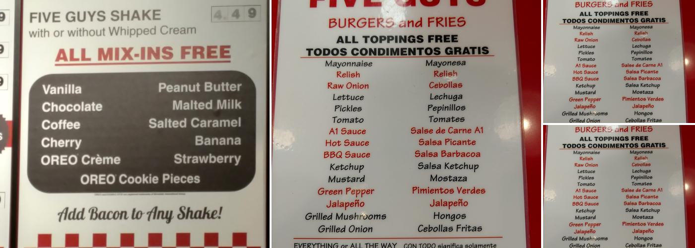Five Guys Menu