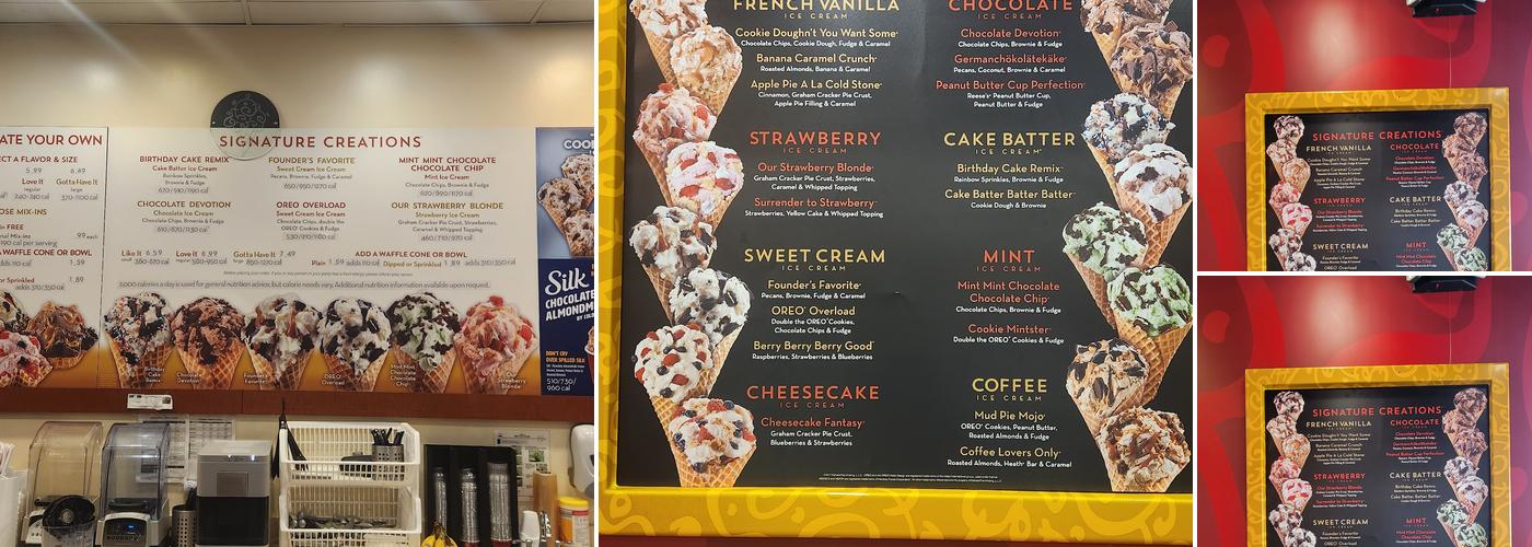 Cold Stone Creamery Menu