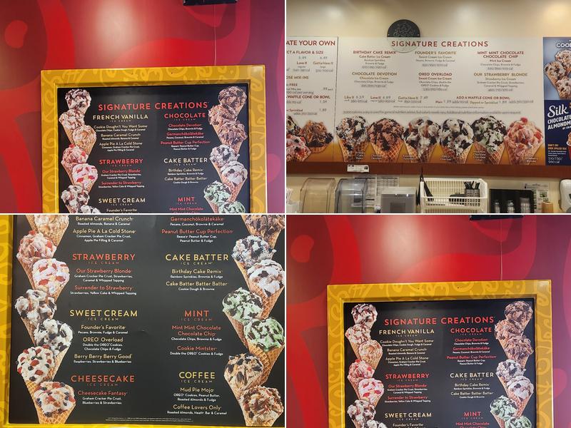 Cold Stone Creamery Menu