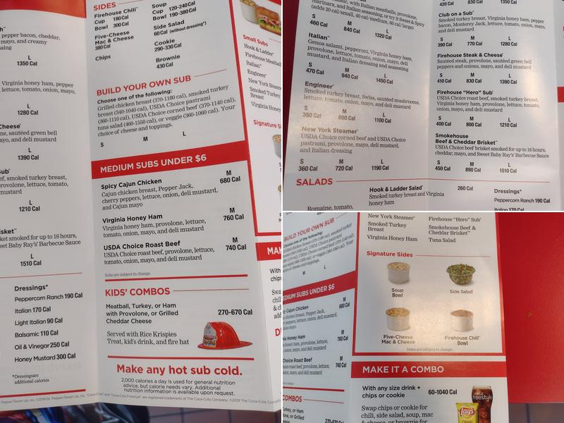 Firehouse Subs Renner Road Menu