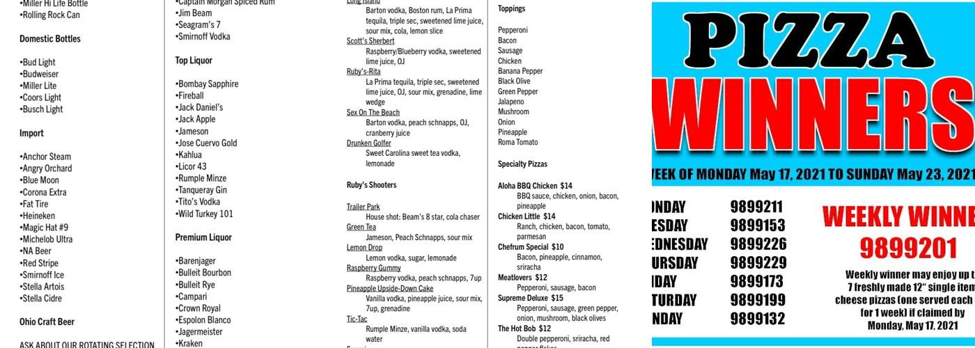 Ruby’s on Summit Menu