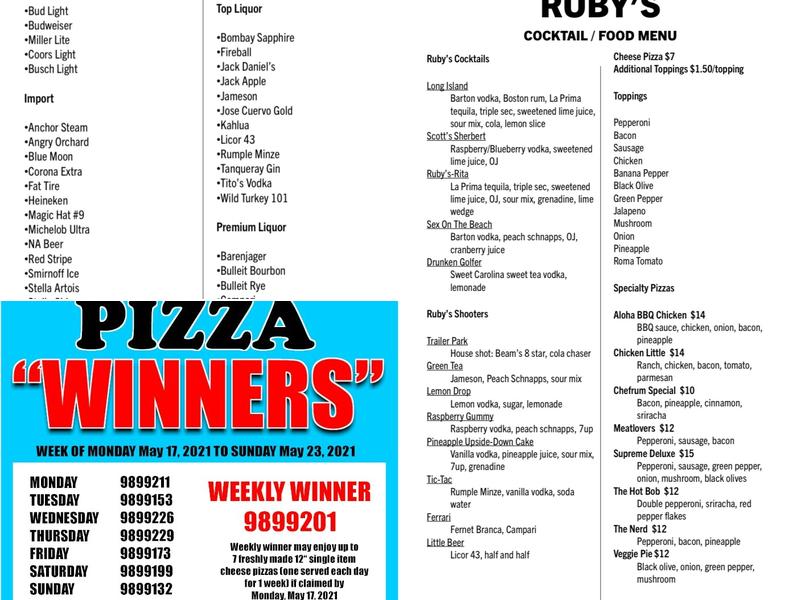 Ruby’s on Summit Menu