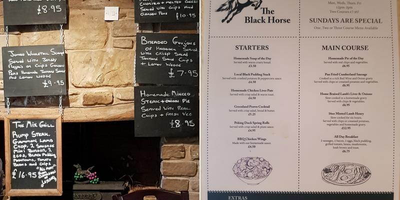 The Black Horse Menu