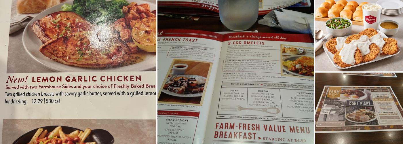 Bob Evans Menu