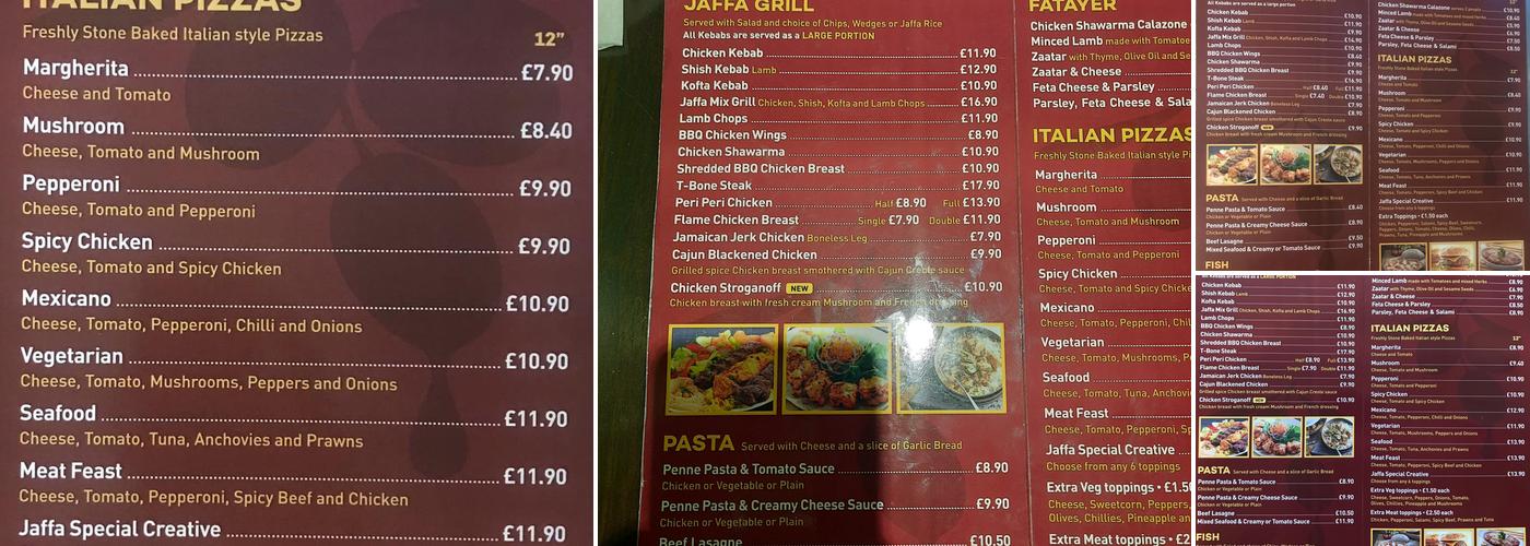 Jaffa Menu