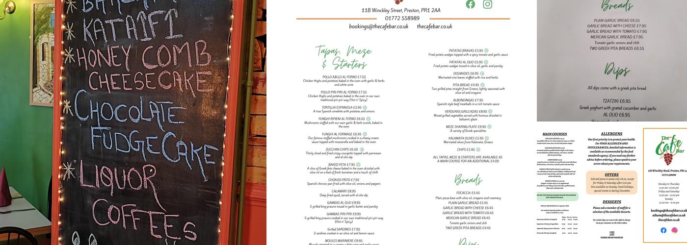 The Cafe Bar Menu