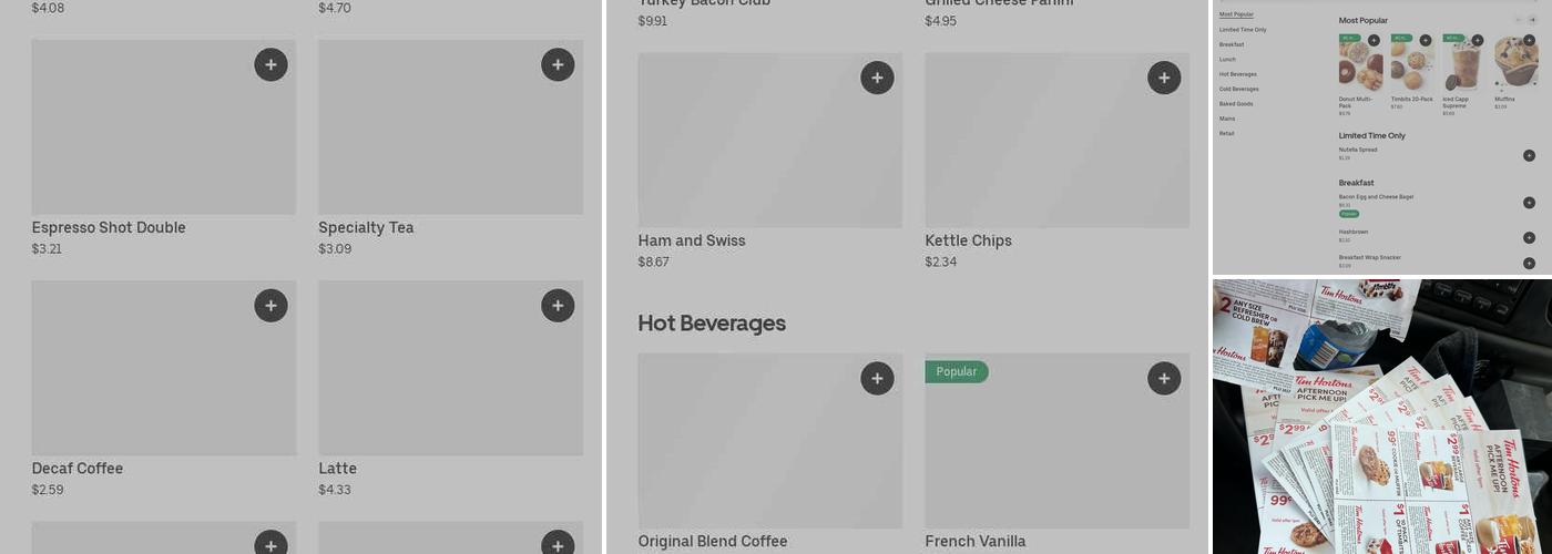 Tim Hortons Menu