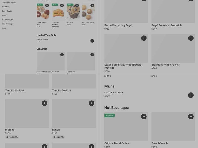 Tim Hortons Menu