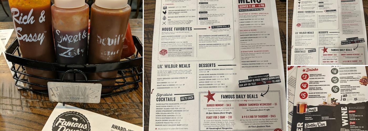 Famous Dave's Bar-B-Que Menu