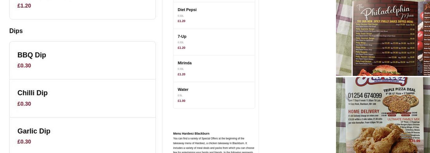 Hardeez Great Kickin' Chicken Menu