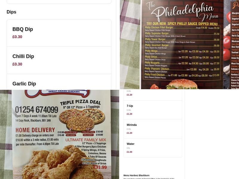 Hardeez Great Kickin' Chicken Menu