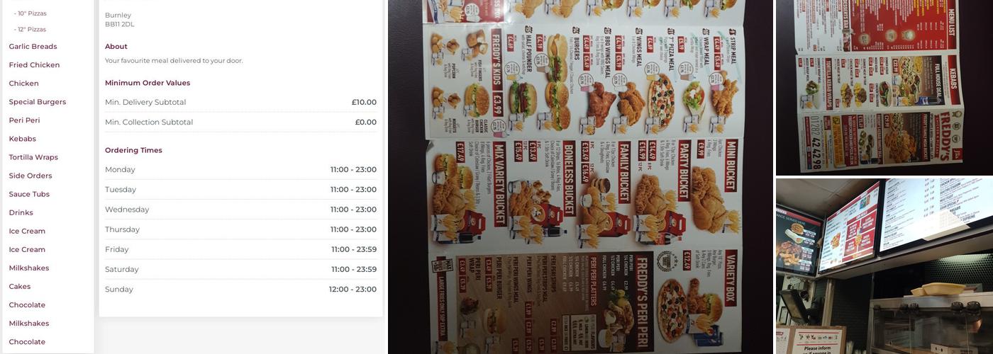 Freddys Chicken & Pizza Menu