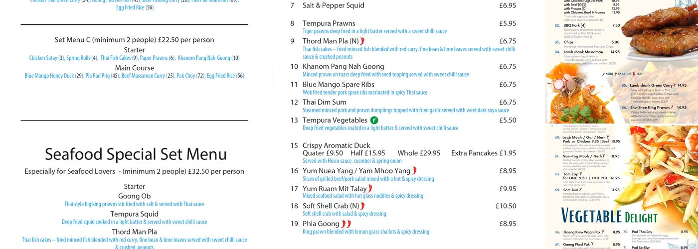Bluemango Menu