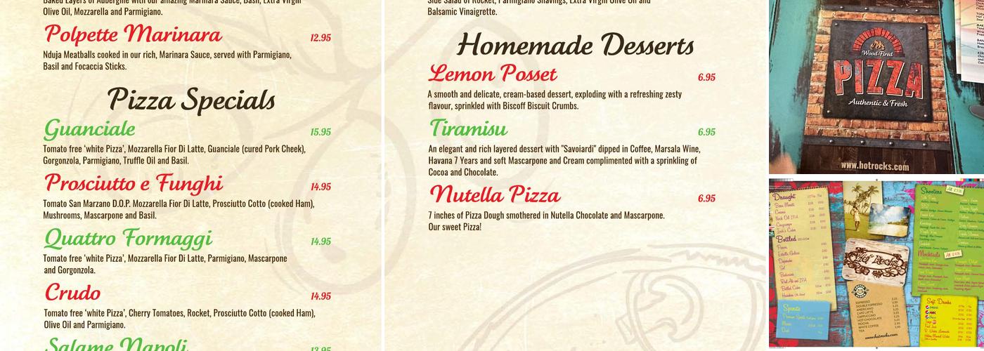 Hot Rocks Menu