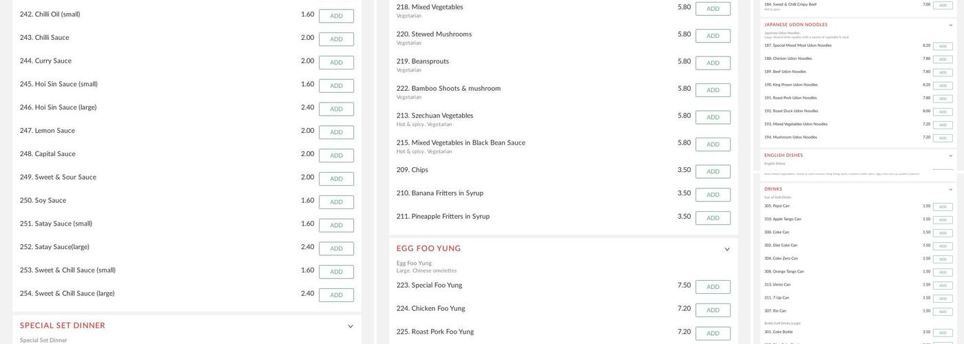 New Mandarin Chef Menu