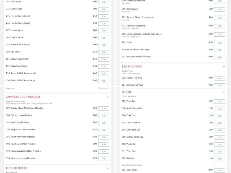 New Mandarin Chef Menu