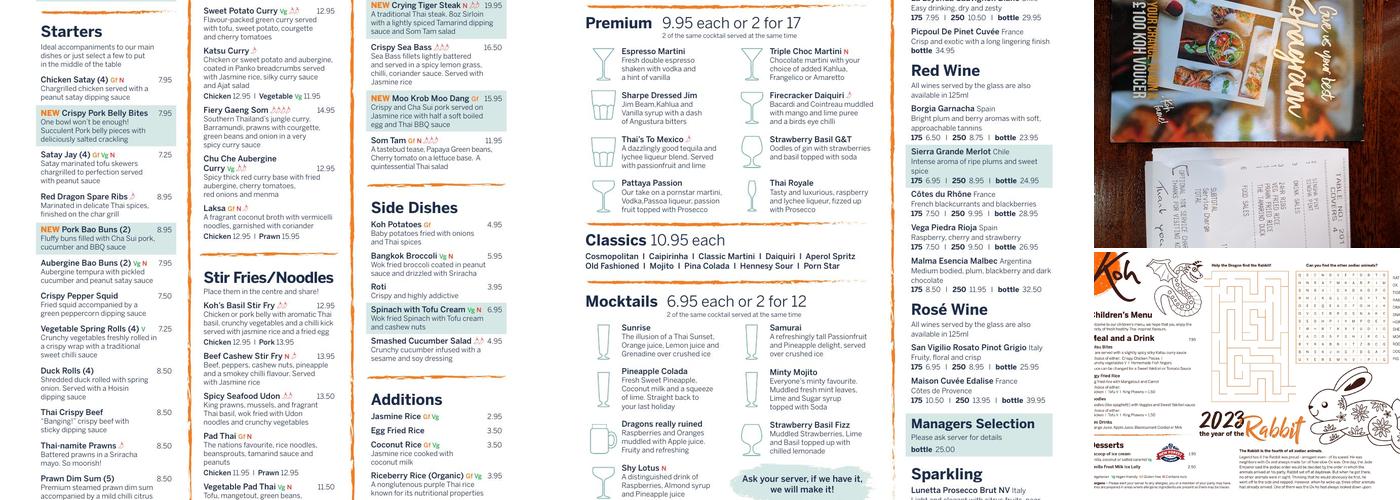 Koh Thai Menu