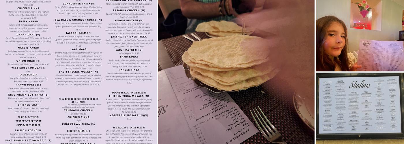 Shalims Indian Restaurant Menu
