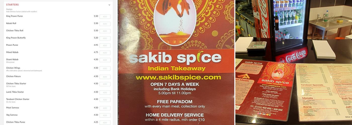Sakib Spice Menu