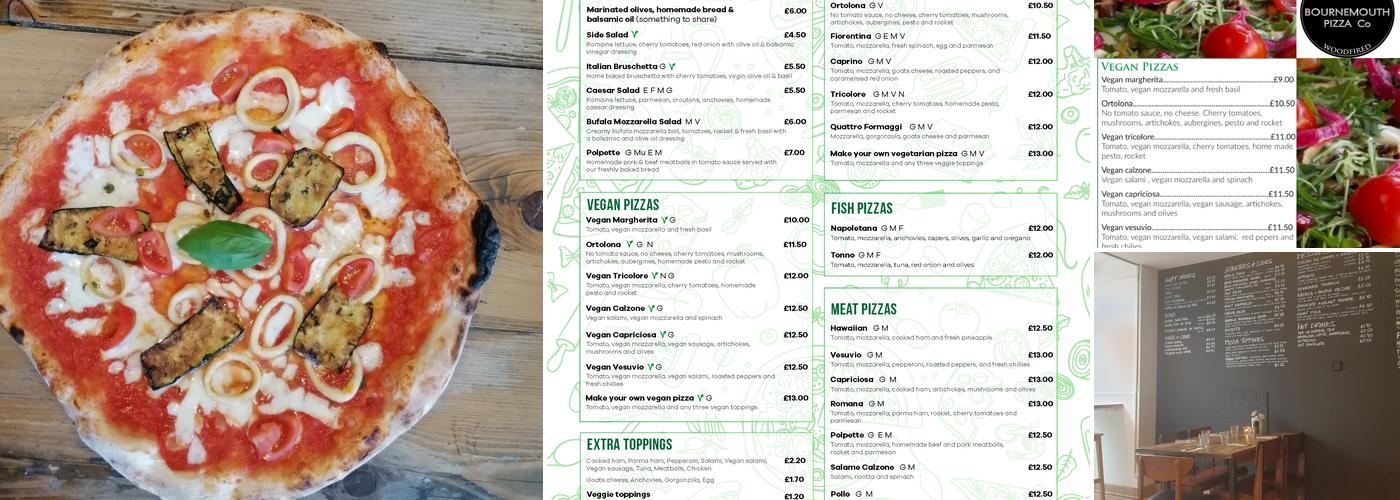 Bournemouth Pizza Co Menu